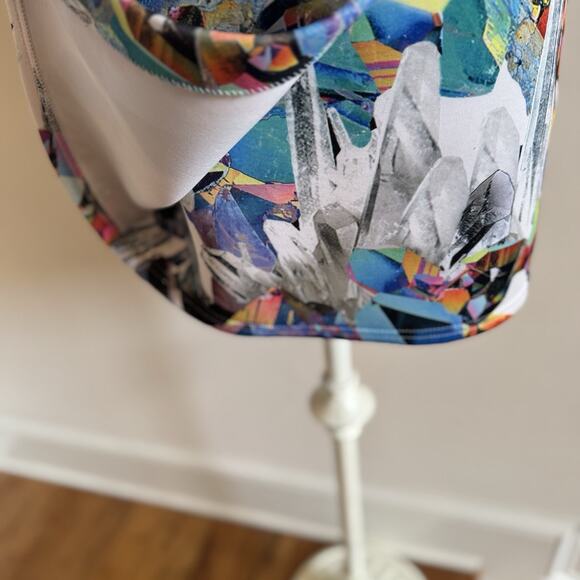 Jaded London Crystal Cyberwave Asymmetrical Skirt Womens M Stretch Abstract UK - Picture 2 of 16